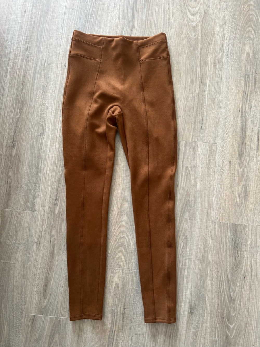 SPANX Brown High-Waist Shaping Leggings with Red Logo Tab